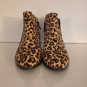 Dr. Scholl's Original Collection Largo Leopard Calf Hair Ankle Boots - Size 6M